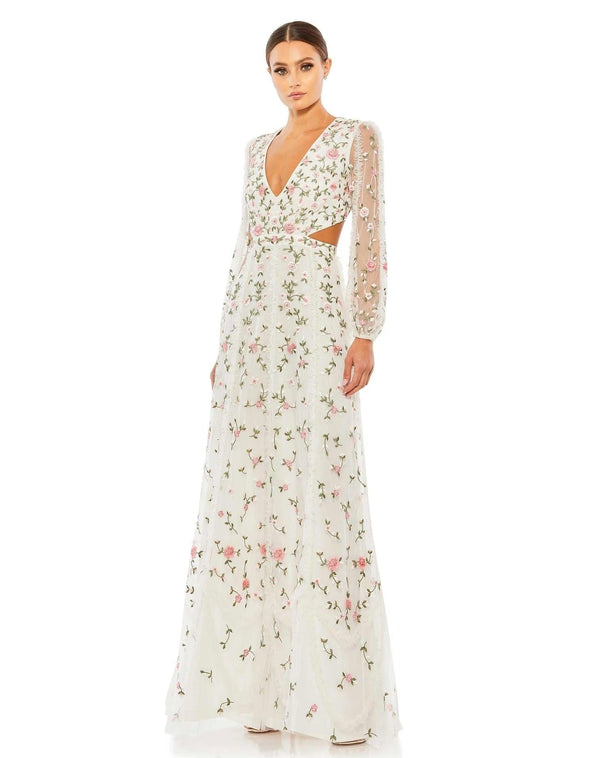 Long Blouson Sleeve Formal Dress Blouson Sleeves Mac Duggal 70159