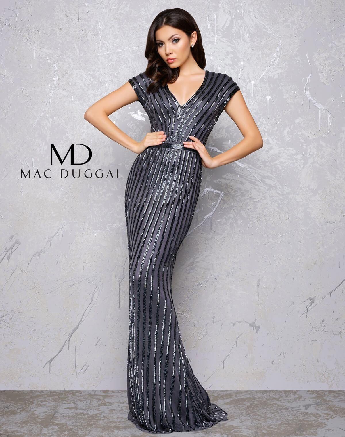 Mac Duggal 4431 Long Cap Sleeve Evening Prom Dress