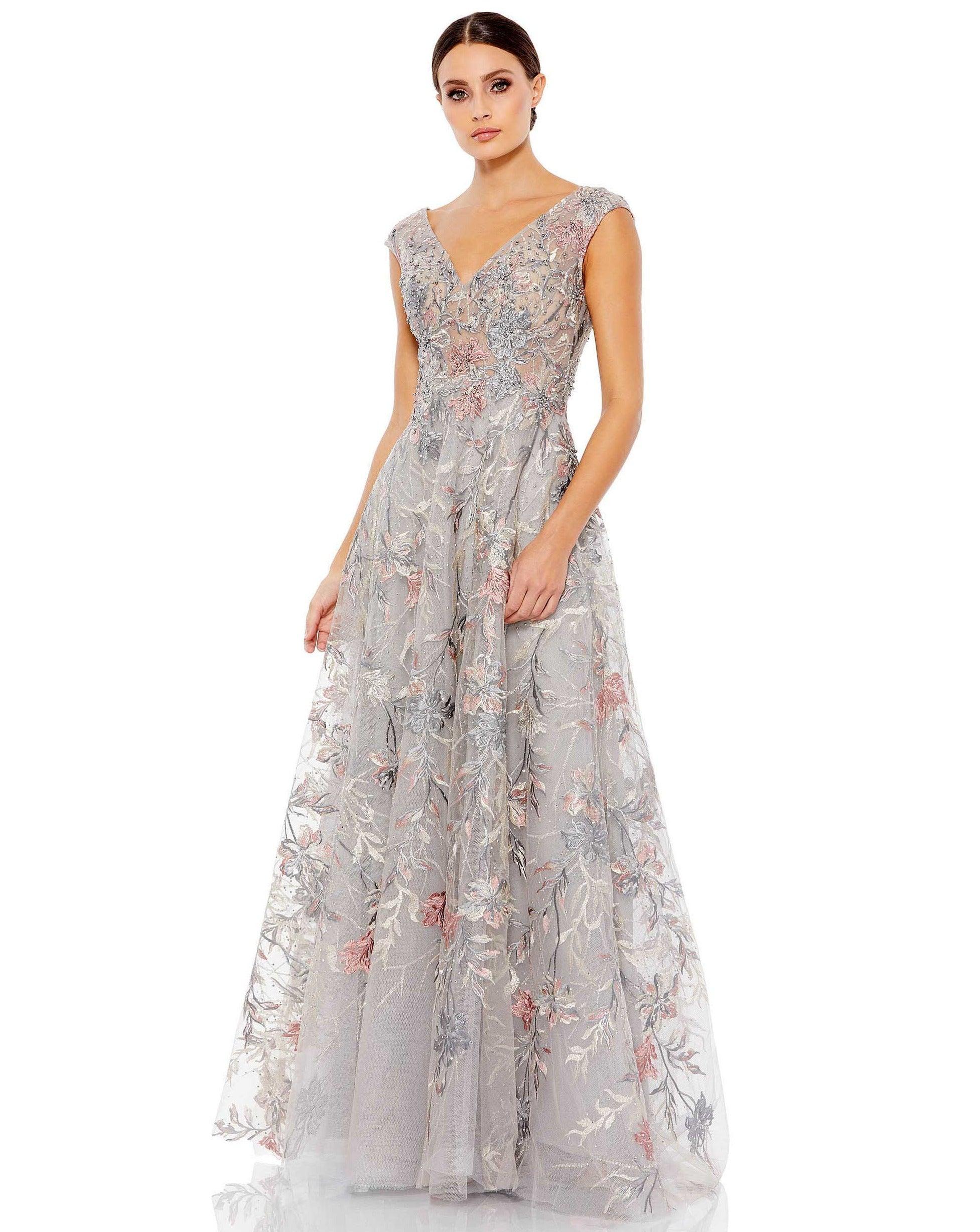 Mac Duggal 20263 Long Cap Sleeve Formal Dress | The Dress Outlet