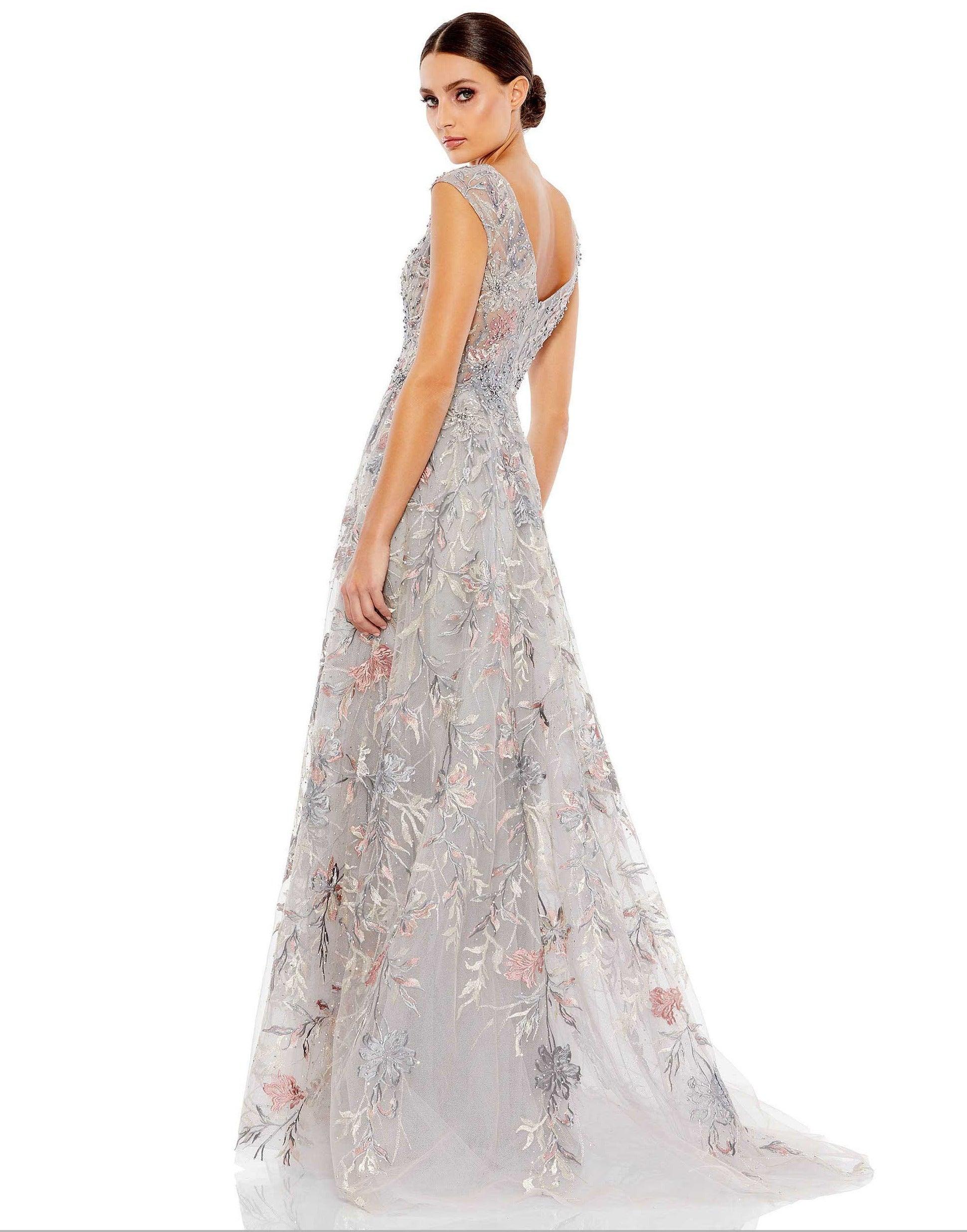 Mac Duggal 20263 Long Cap Sleeve Formal Dress for $798.0 – The Dress Outlet