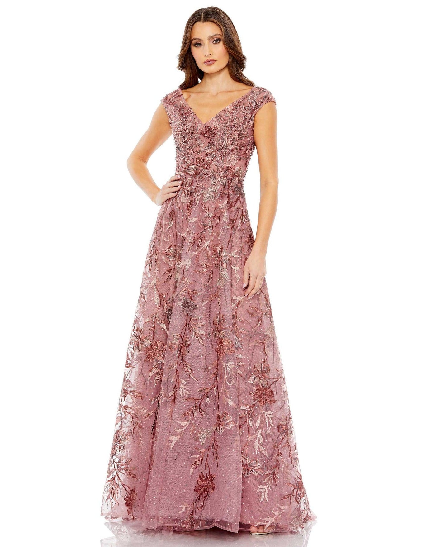 Mac Duggal 20263 Long Cap Sleeve Formal Dress | The Dress Outlet