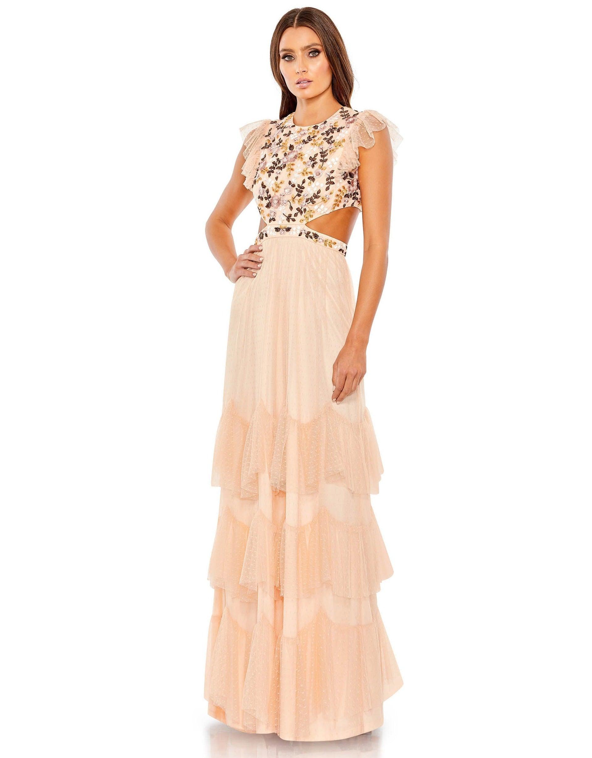 Mac Duggal 35106 Long Cap Sleeve Formal Dress