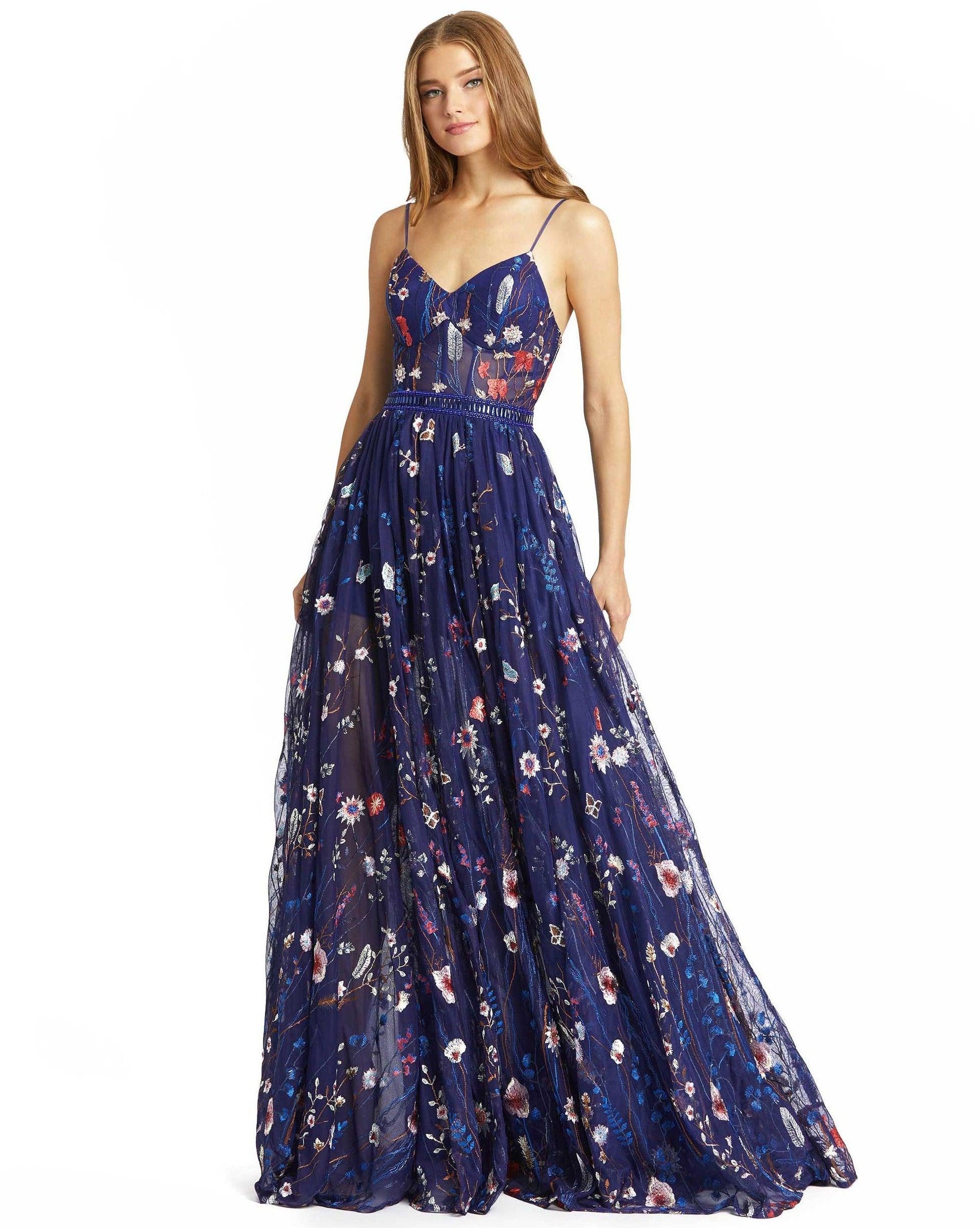 Mac Duggal 62989 Long Floral Formal Dress