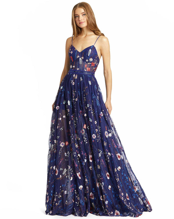 Long Floral Formal Dress Floral Detail Mac Duggal 62989