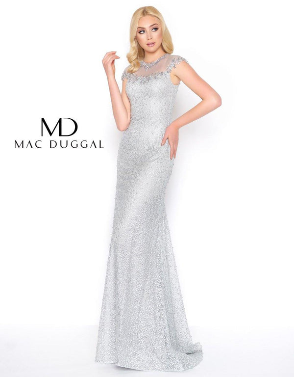 Long Formal Beaded Cap Sleeve Gown Beaded Cap Sleeves Mac Duggal 50504