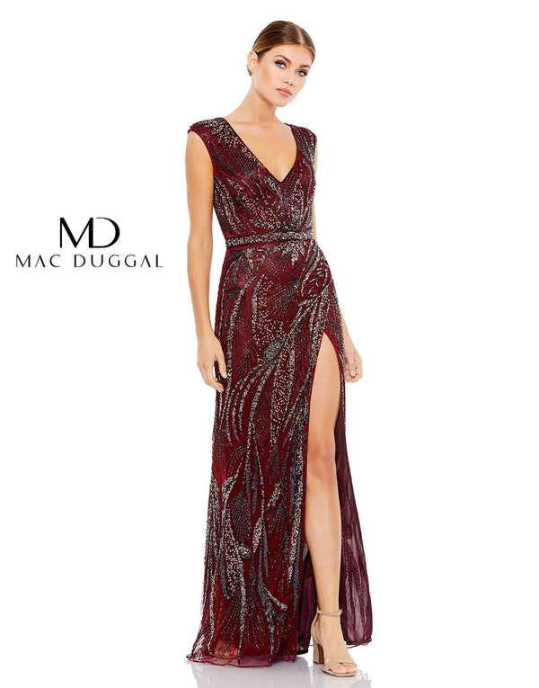 Long Formal Beaded Dress Beaded Detail Mac Duggal 5227