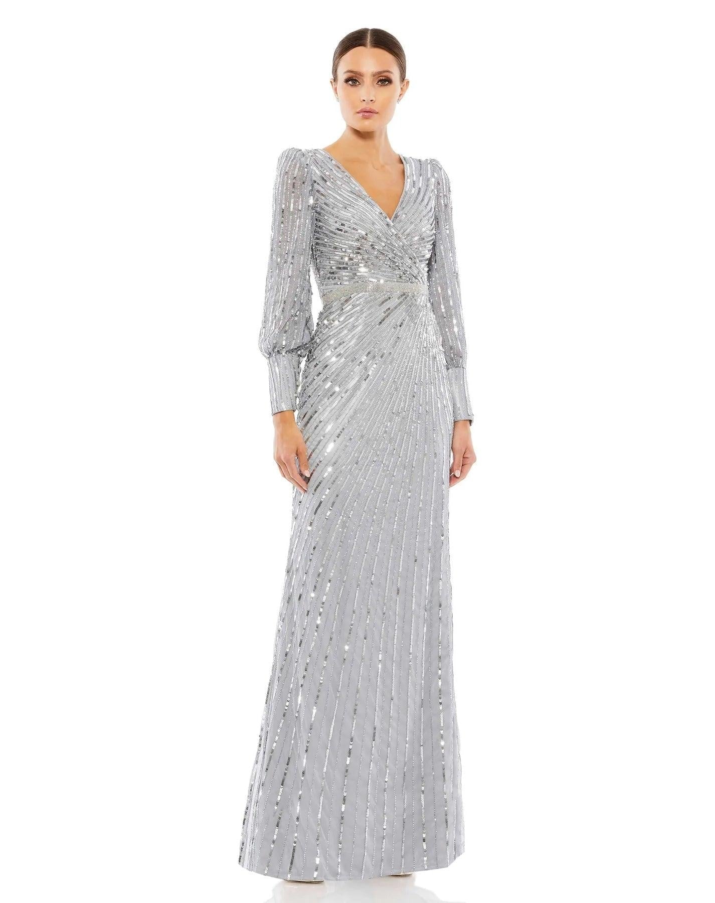 Midnight Mac Duggal 5501 Long Formal Beaded Evening Dress