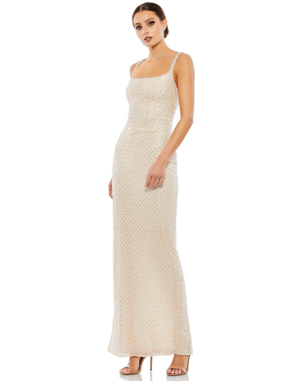 Long Formal Beaded Evening Gown Beaded Detail Mac Duggal 10781