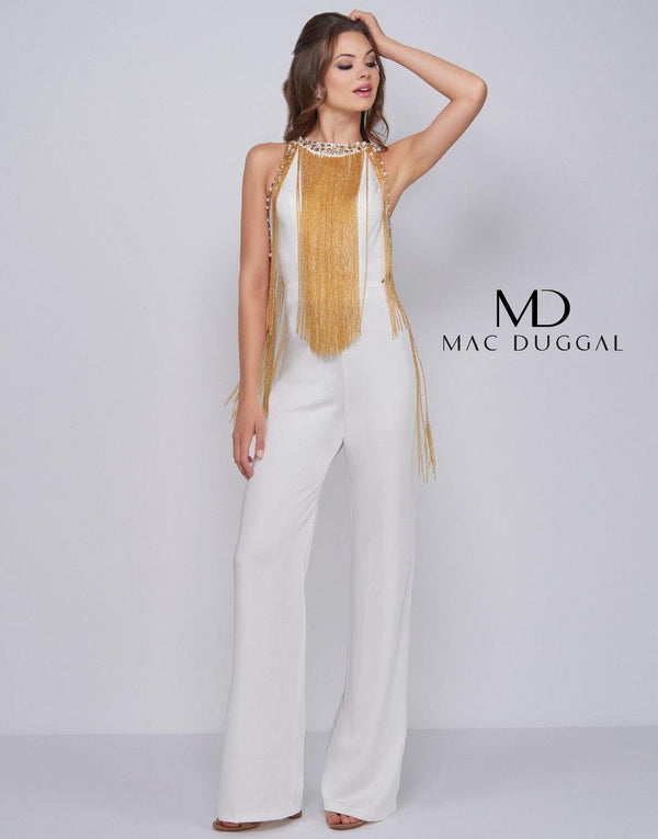 Long Formal Beaded Jumpsuit Beaded Detail Mac Duggal 12168