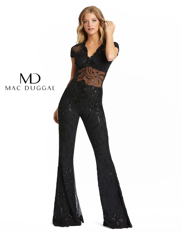 Long Formal Beaded Lace Jumpsuit Beaded Lace Detail Mac Duggal 1993