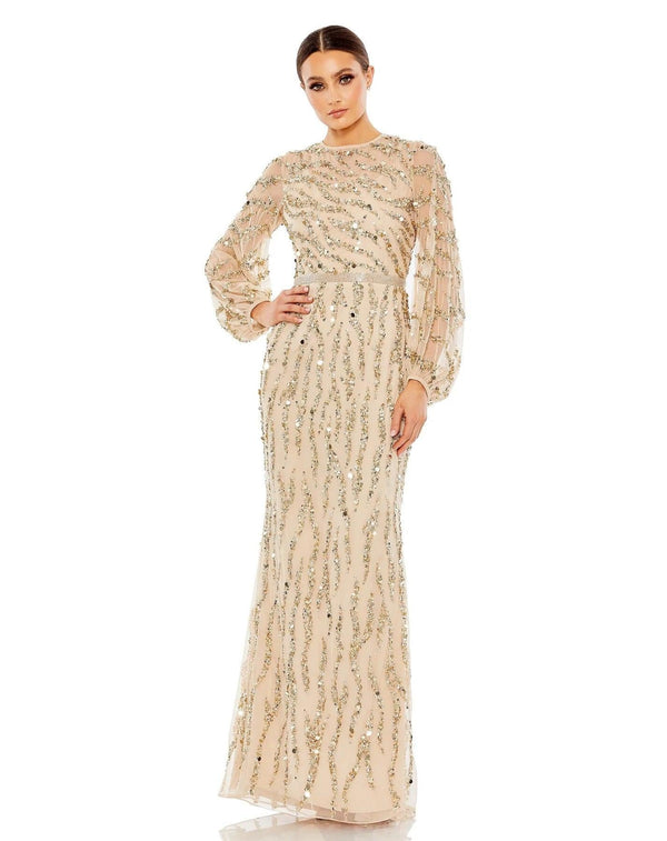 Long Formal Beaded Trumpet Dress Trumpet Silhouette Mac Duggal 93789