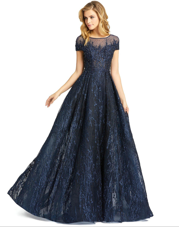 Long Formal Cap Sleeve Evening Gown Cap Sleeves Mac Duggal 20141