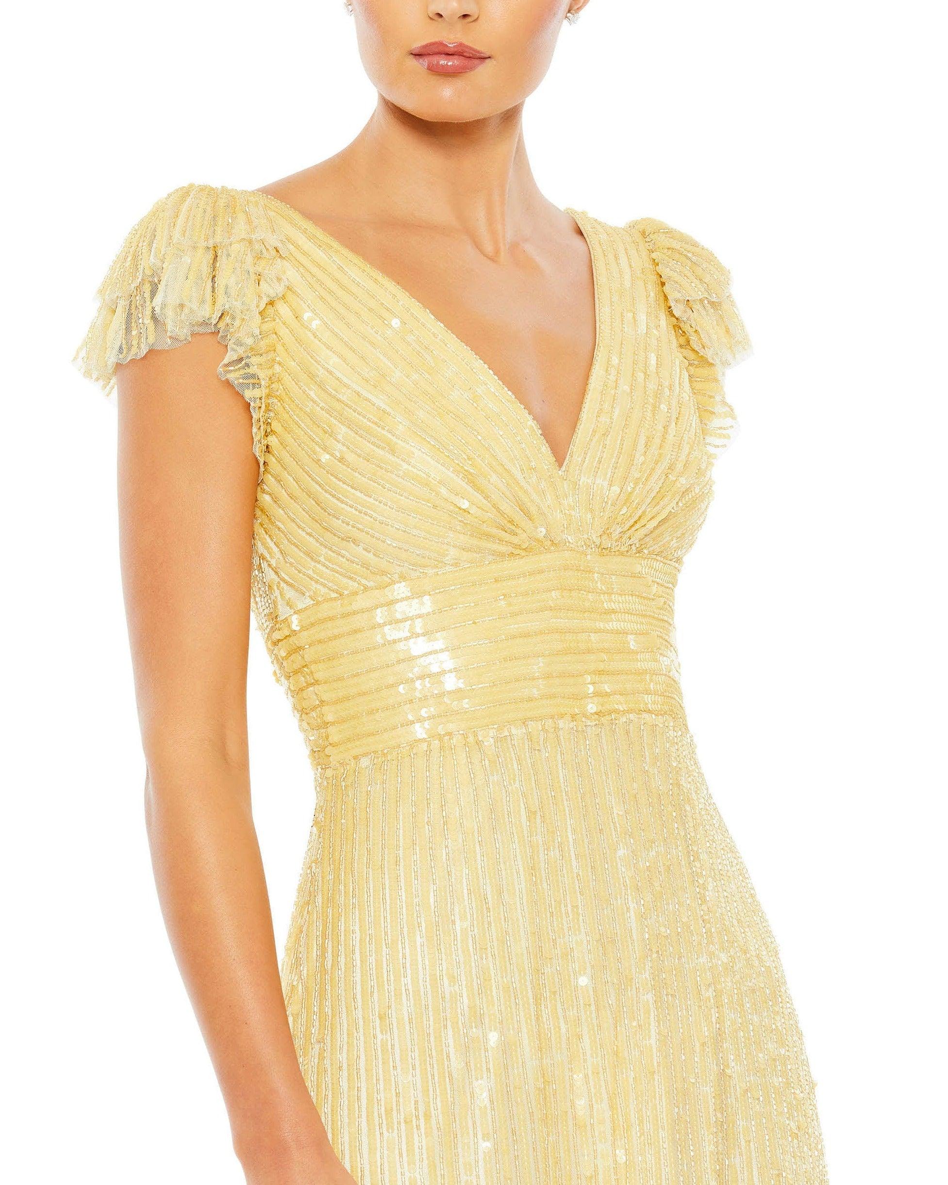 Mac Duggal Long Formal Cap Sleeve Prom Gown 5646 - The Dress Outlet