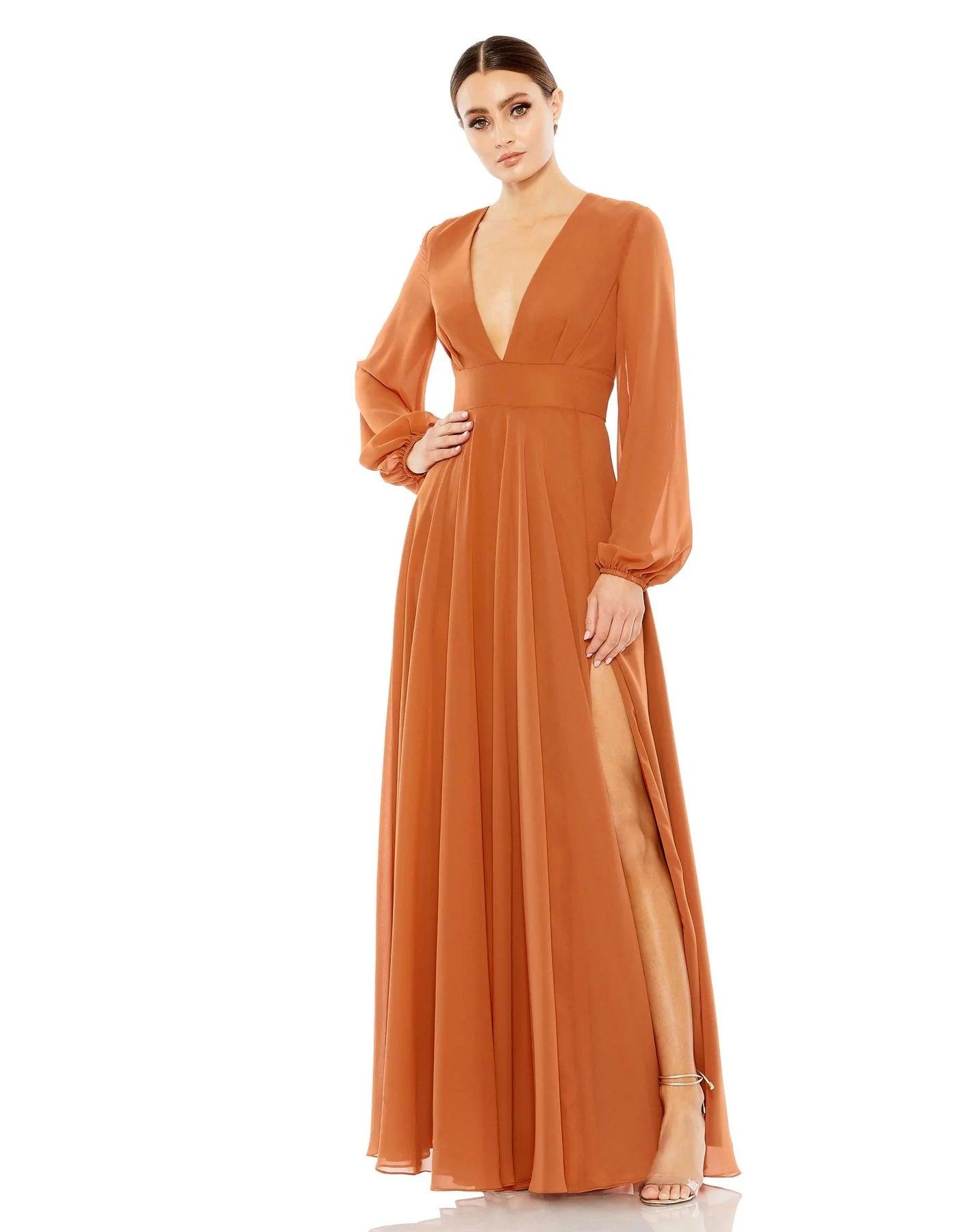 Mac Duggal Long Formal Chiffon Dress 55682 - The Dress Outlet
