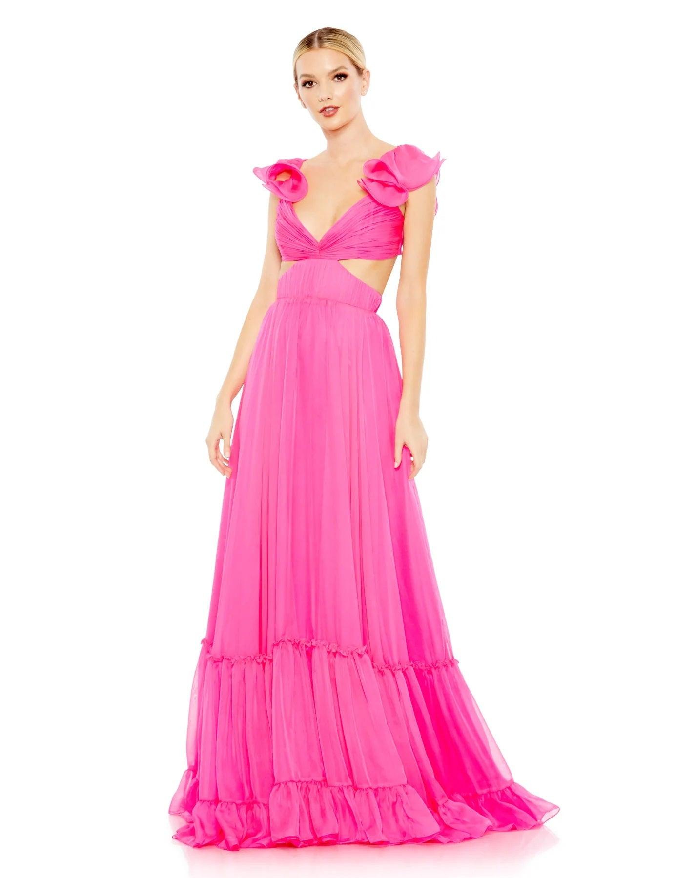 Mac Duggal Long Formal Chiffon Prom Dress 68069 - The Dress Outlet