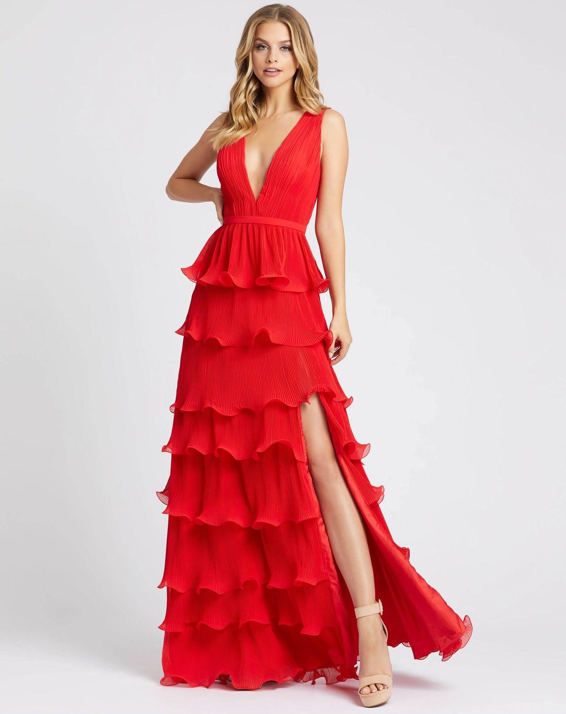 Mac Duggal 49054 Long Formal Chiffon Prom Gown