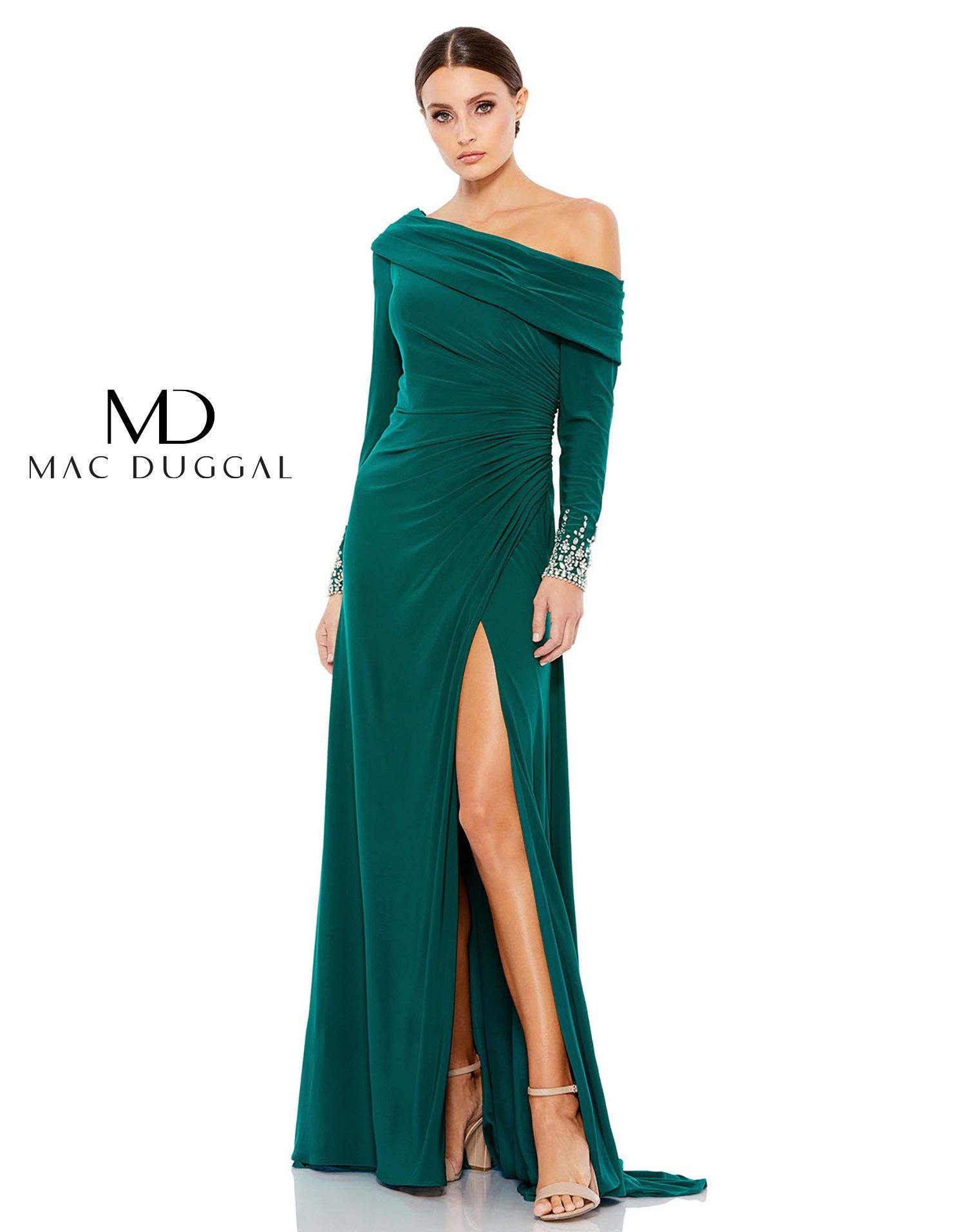 Emerald Mac Duggal 12231 Long Formal Fitted Evening Dress for 398.0 The Dress Outlet
