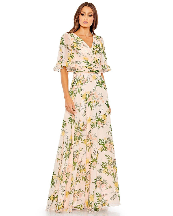 Long Formal Floral Chiffon Dress Floral Chiffon Fabric Mac Duggal 11320