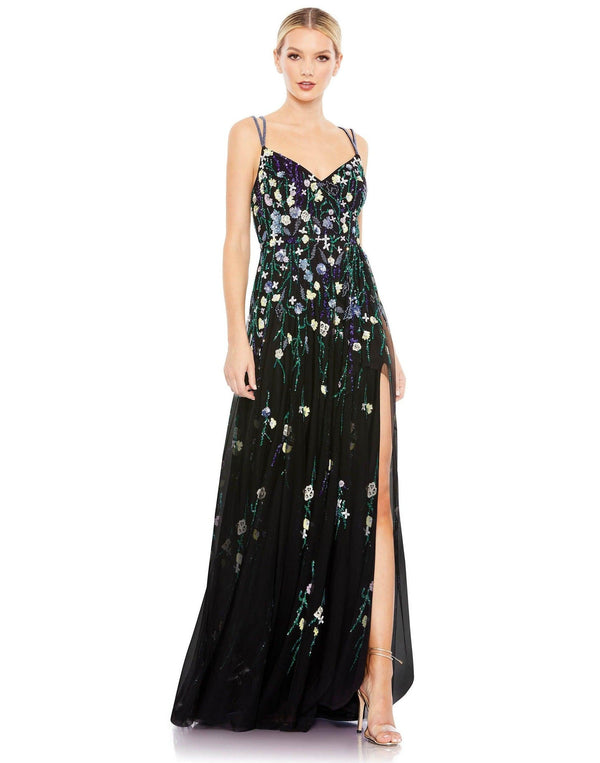 Long Formal Floral Evening Dress Floral Detail Mac Duggal 9172