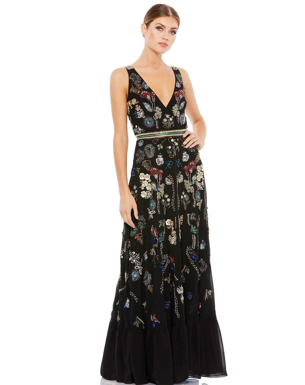 Long Formal Floral Evening Gown Floral Detail Mac Duggal 93548