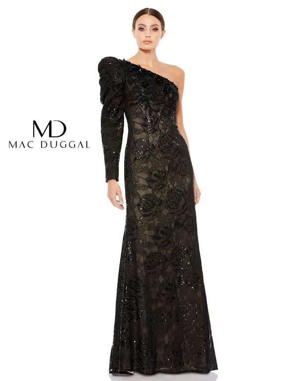 Long Formal Floral Lace Dress Floral Lace Detail Mac Duggal 12444