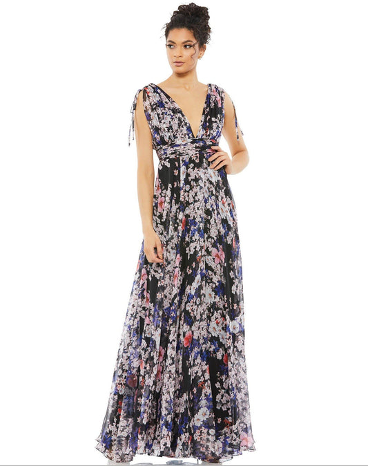 Mac Duggal Long Formal Floral Print Dress 55414 - The Dress Outlet