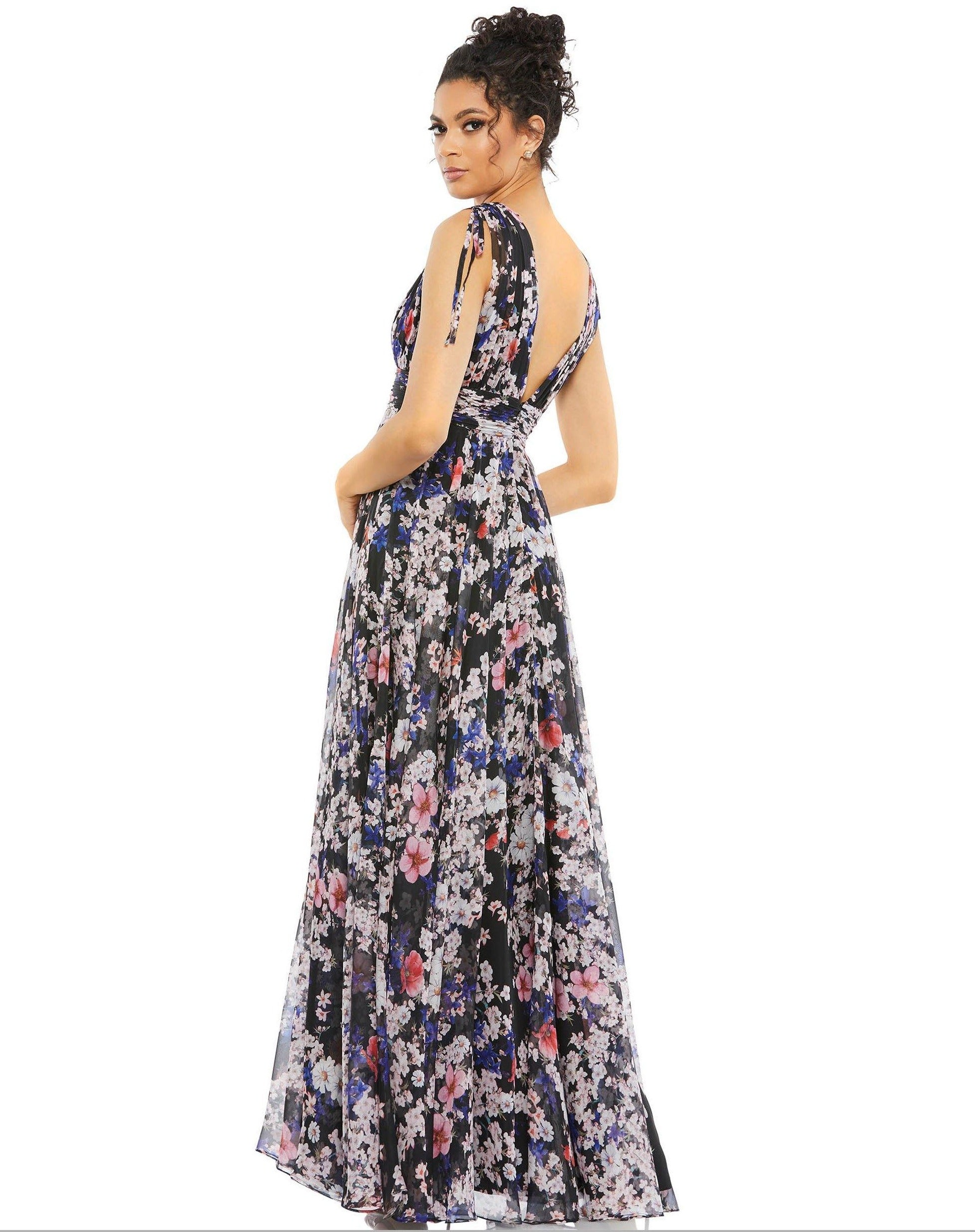 Mac Duggal Long Formal Floral Print Dress 55414 - The Dress Outlet