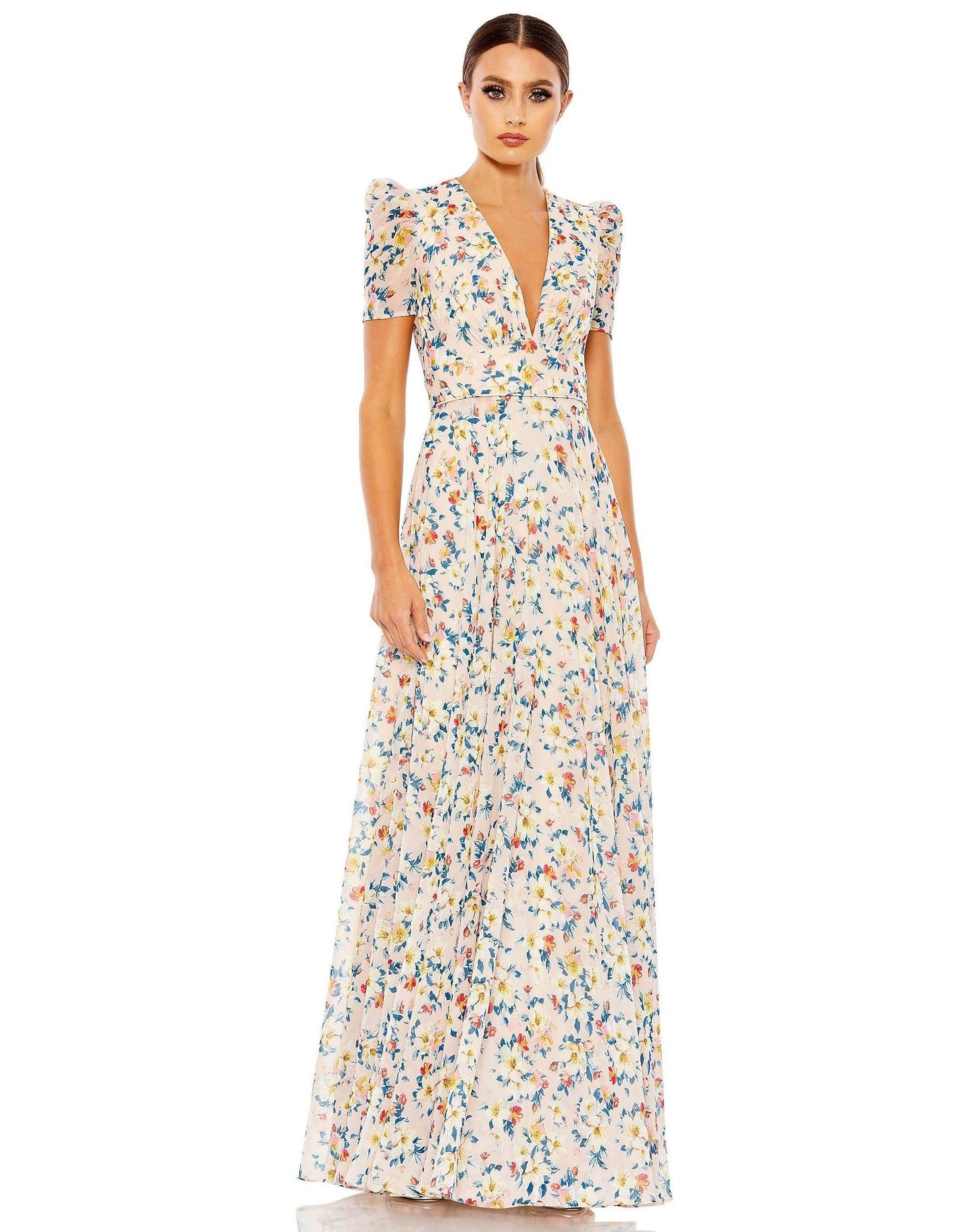 Mac Duggal Long Formal Floral Print Dress 55642 - The Dress Outlet