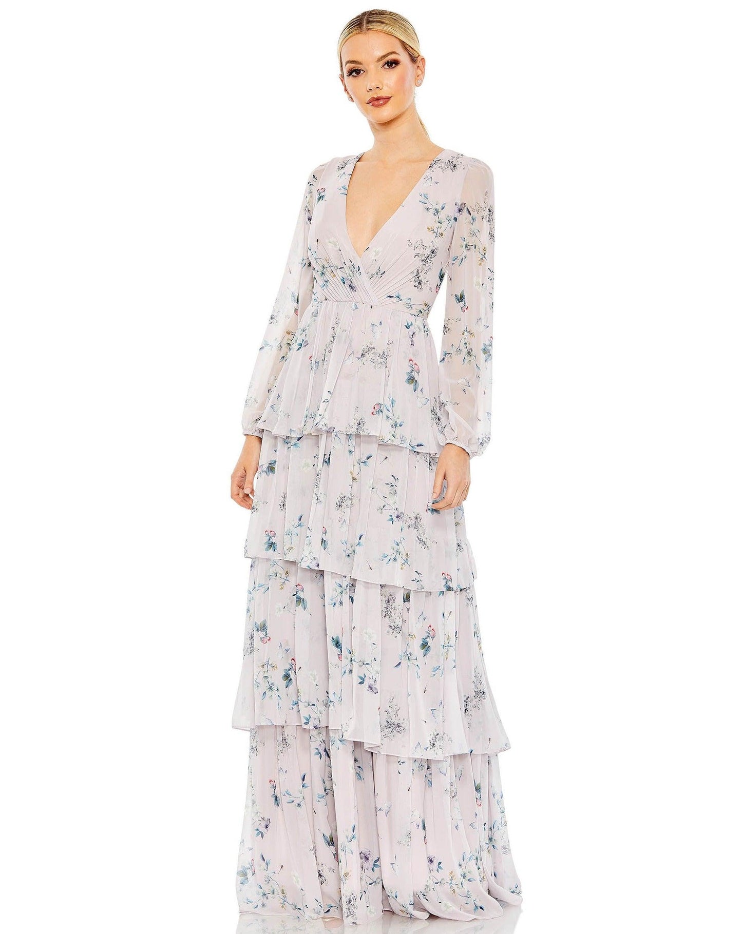 Mac Duggal Long Formal Floral Print Dress 55815 - The Dress Outlet