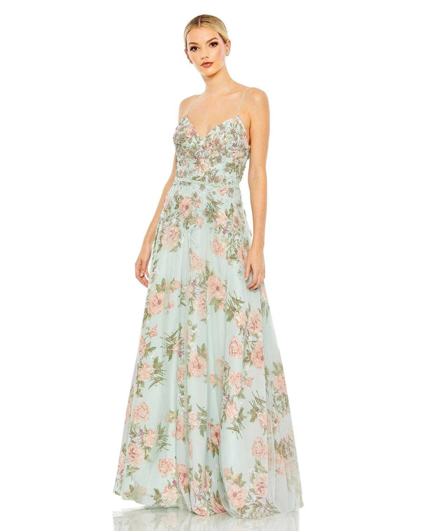 Long Formal Floral Print Prom Gown Floral Print Mac Duggal 70129