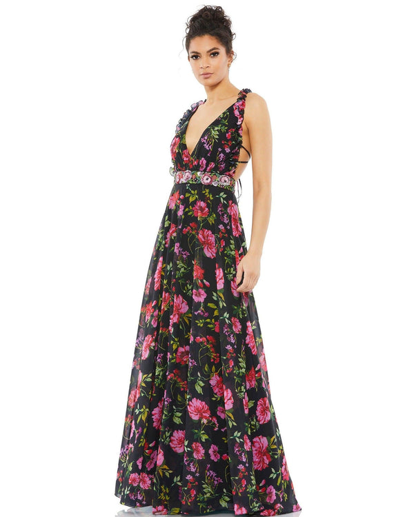 Long Formal Floral Print Prom Gown Floral Print Mac Duggal 9156