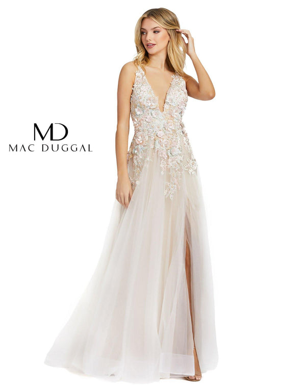 Long Formal Floral Prom Dress Floral Detail Mac Duggal 12312