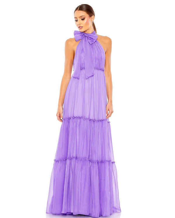 Long Formal Halter Chiffon Dress Halter Neckline Mac Duggal 55848