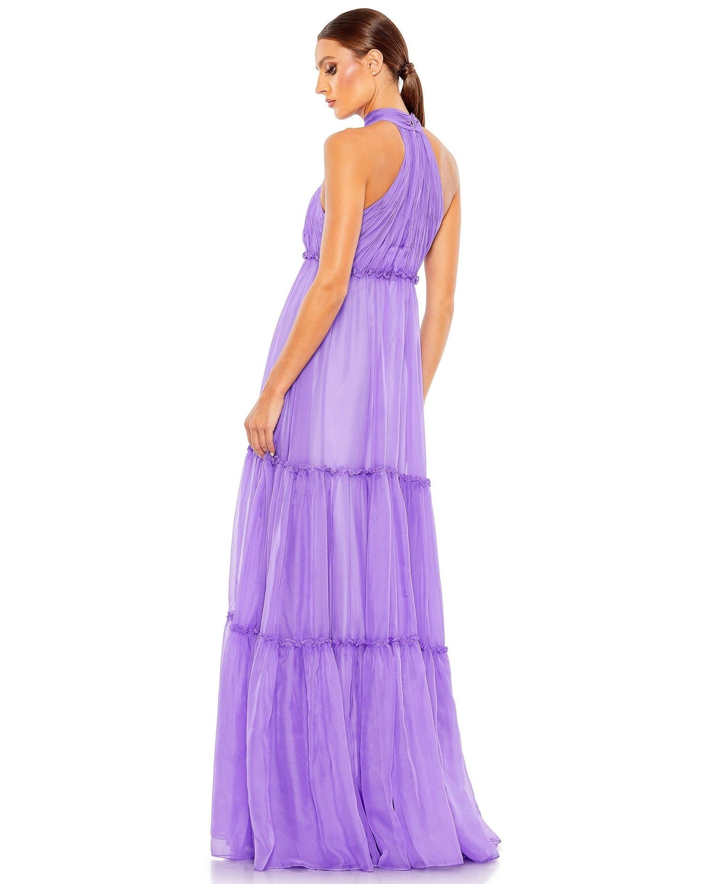 Mac Duggal Long Formal Halter Chiffon Dress 55848 - The Dress Outlet
