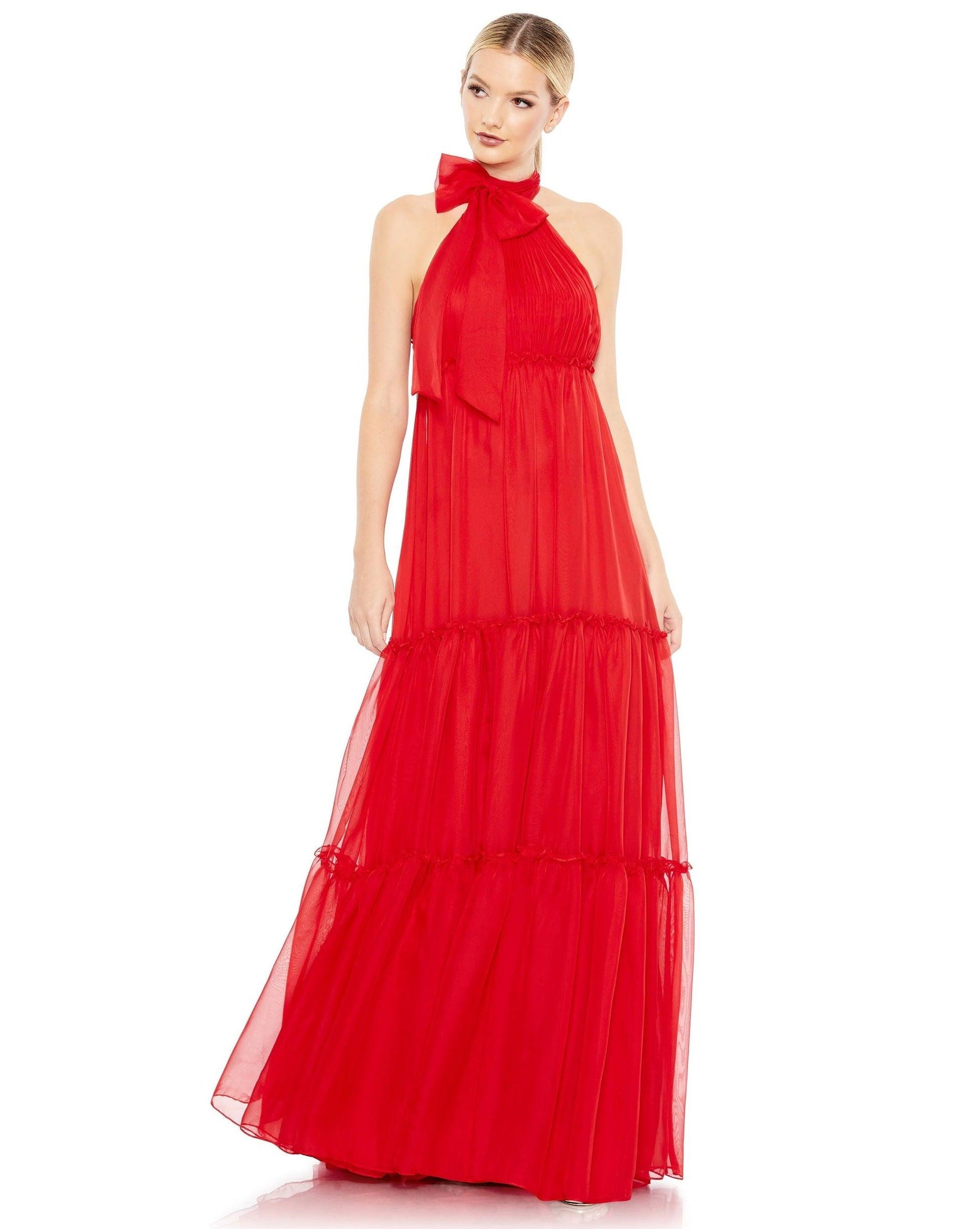 Mac Duggal 55848 Long Formal Halter Chiffon Dress