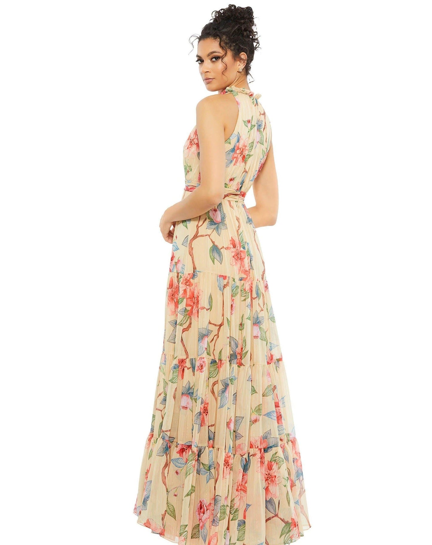 Mac Duggal Long Formal Halter Floral Dress 55429 - The Dress Outlet