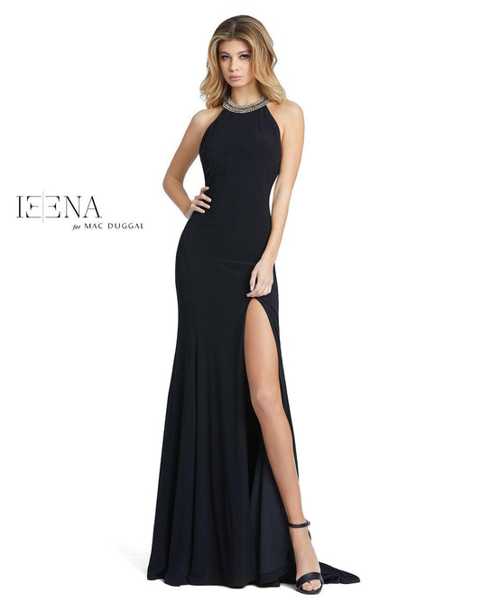 Mac Duggal Long Fitted Halter Prom Dress 25572I - The Dress Outlet