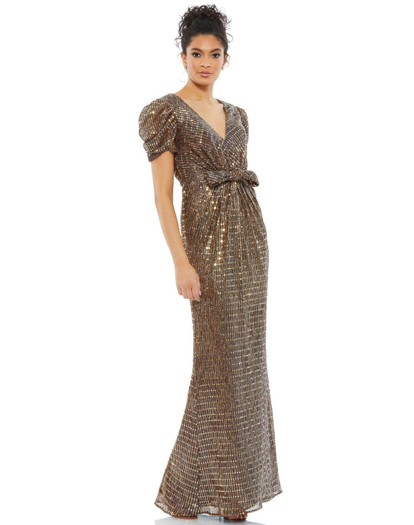 Long Formal Metallic Dress Metallic Fabric Mac Duggal 26661