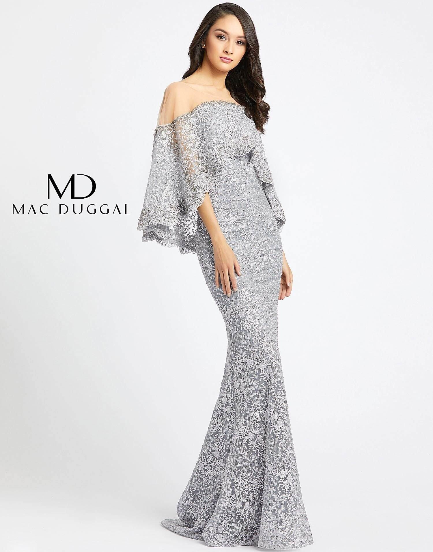 Mac Duggal 20072 Long Formal Off Shoulder Lace Gown