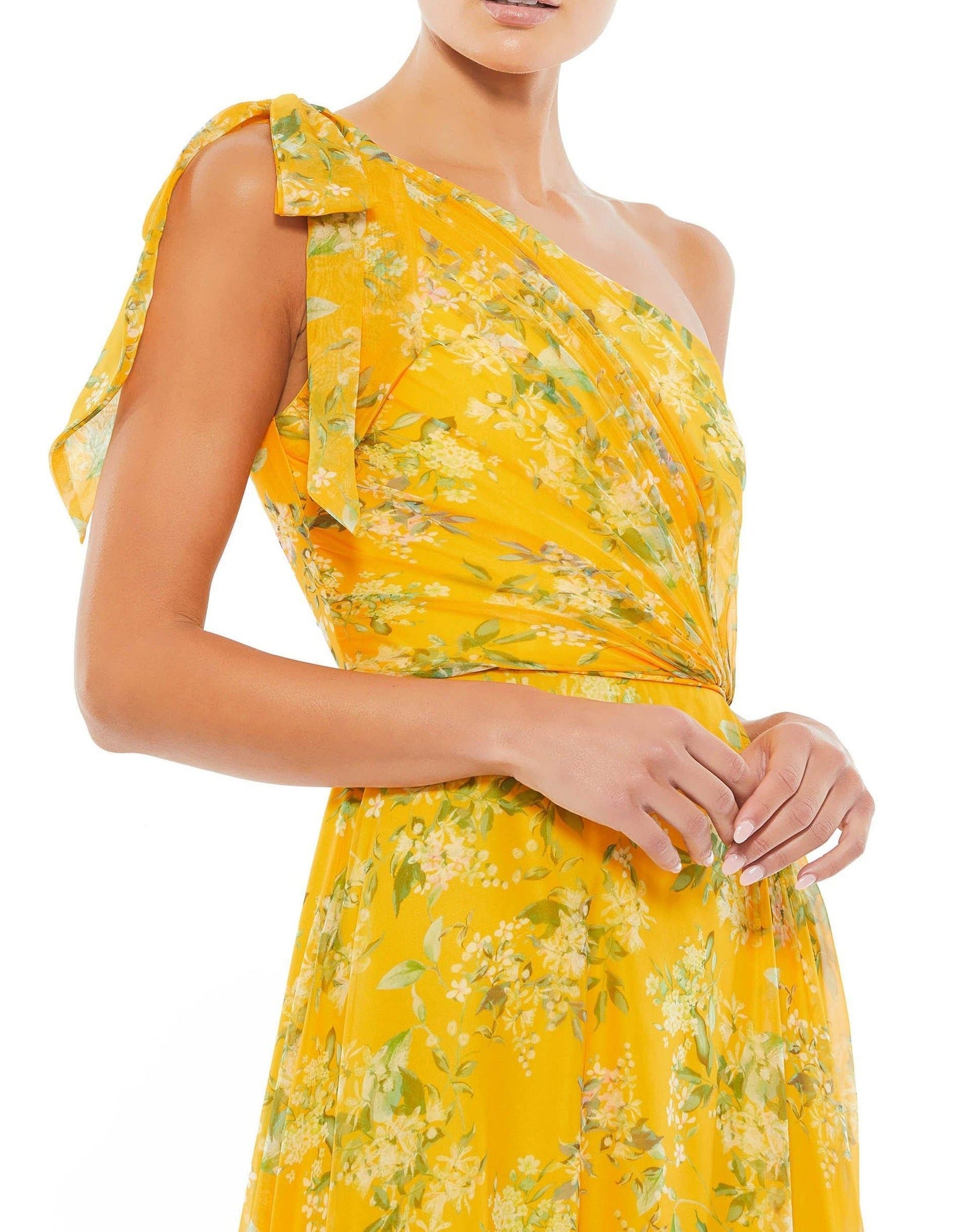 Yellow/Multi Mac Duggal 55427 Long Formal One Shoulder Dress for $398.0 ...