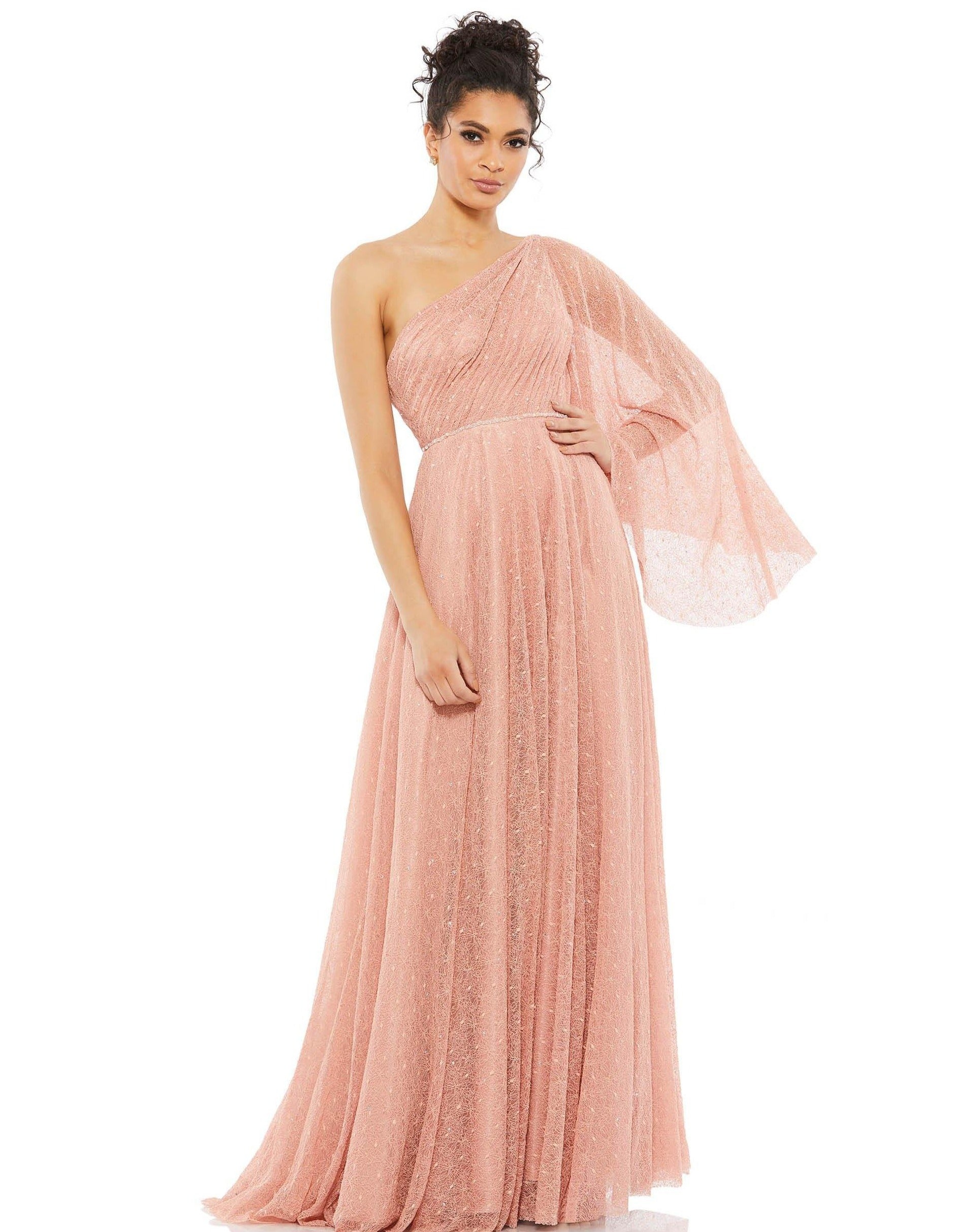 Mac Duggal Long Formal One Shoulder Lace Gown 11244 - The Dress Outlet