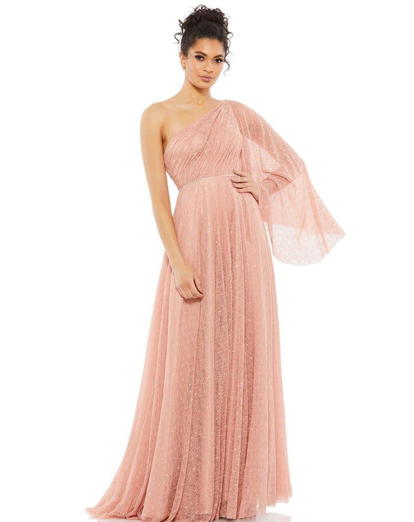 Long Formal One Shoulder Lace Gown One Shoulder Lace Detail Mac Duggal 11244