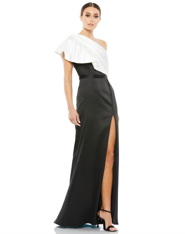 Long Formal One Shoulder Prom Gown One Shoulder Detail Mac Duggal 26599