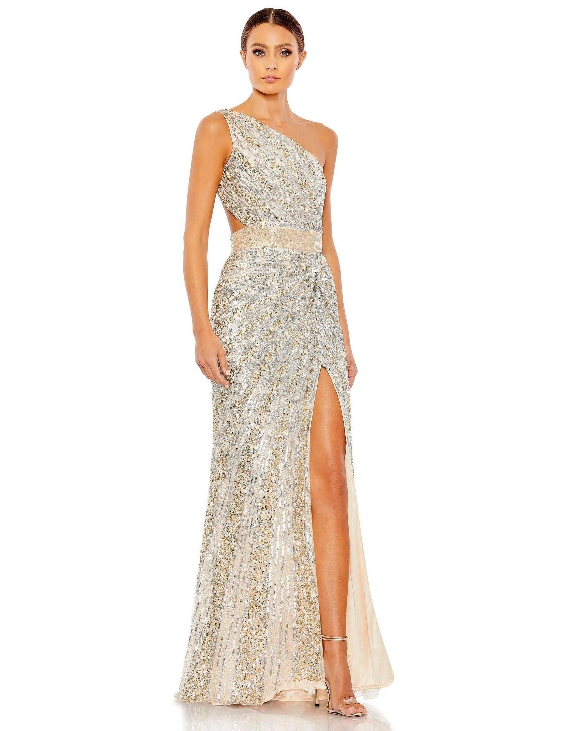 Mac Duggal 5687 Long Formal One Shoulder Prom Gown