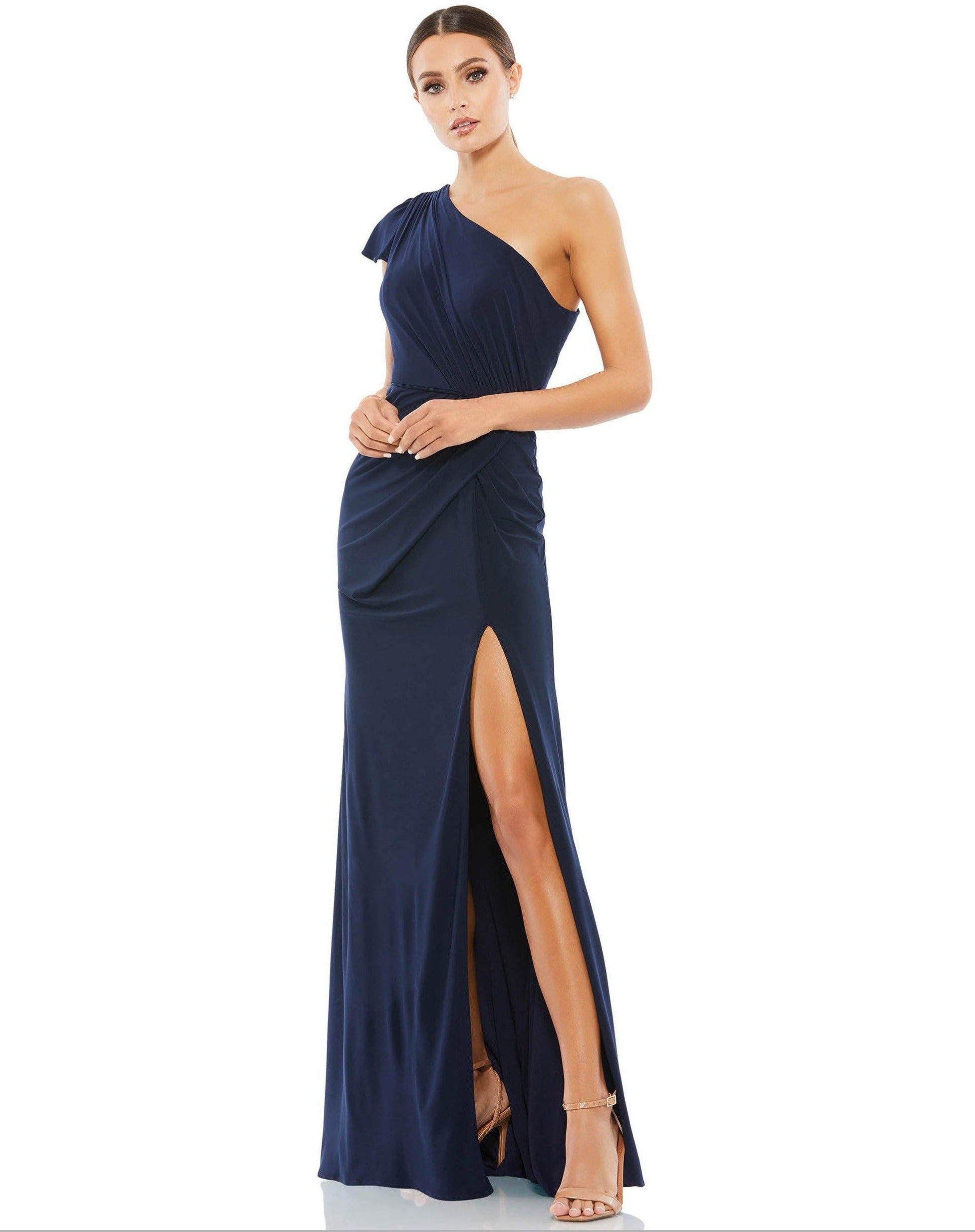 Prom Dresses Long Formal One Shoulder Prom Gown Midnight