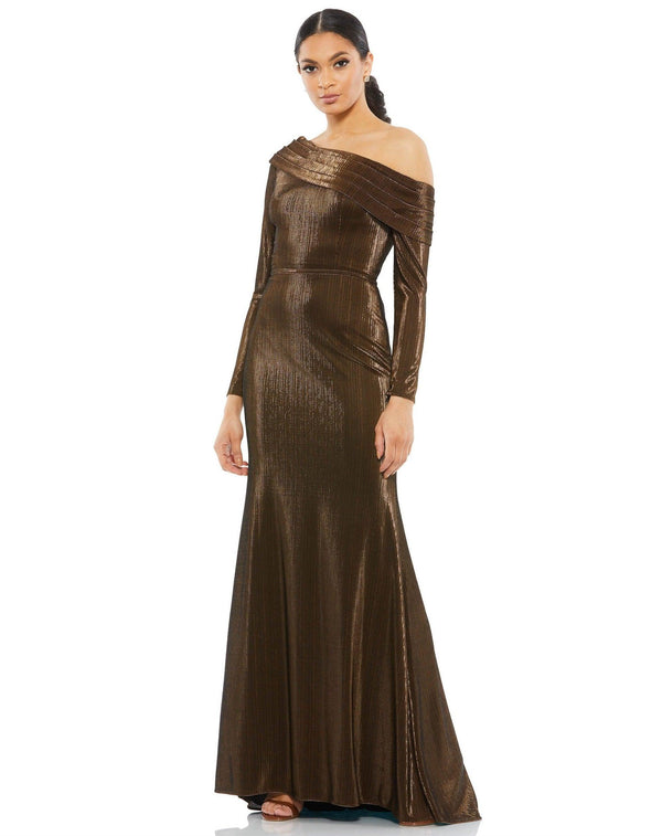 Long Formal Pleated Evening Dress Pleated Detail Mac Duggal 26660