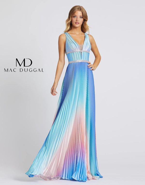 Long Formal Pleated Prom Dress Pleated Detail Mac Duggal 30705