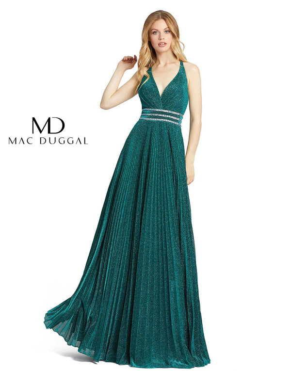 Long Formal Pleated Prom Gown Pleated Detail Mac Duggal 30710