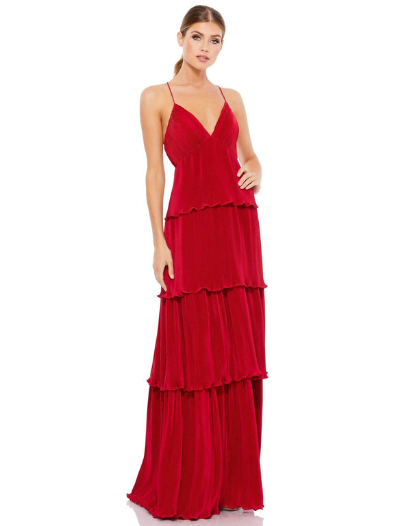 Long Formal Ruffle Layered Dress Ruffle Detail Mac Duggal 49083