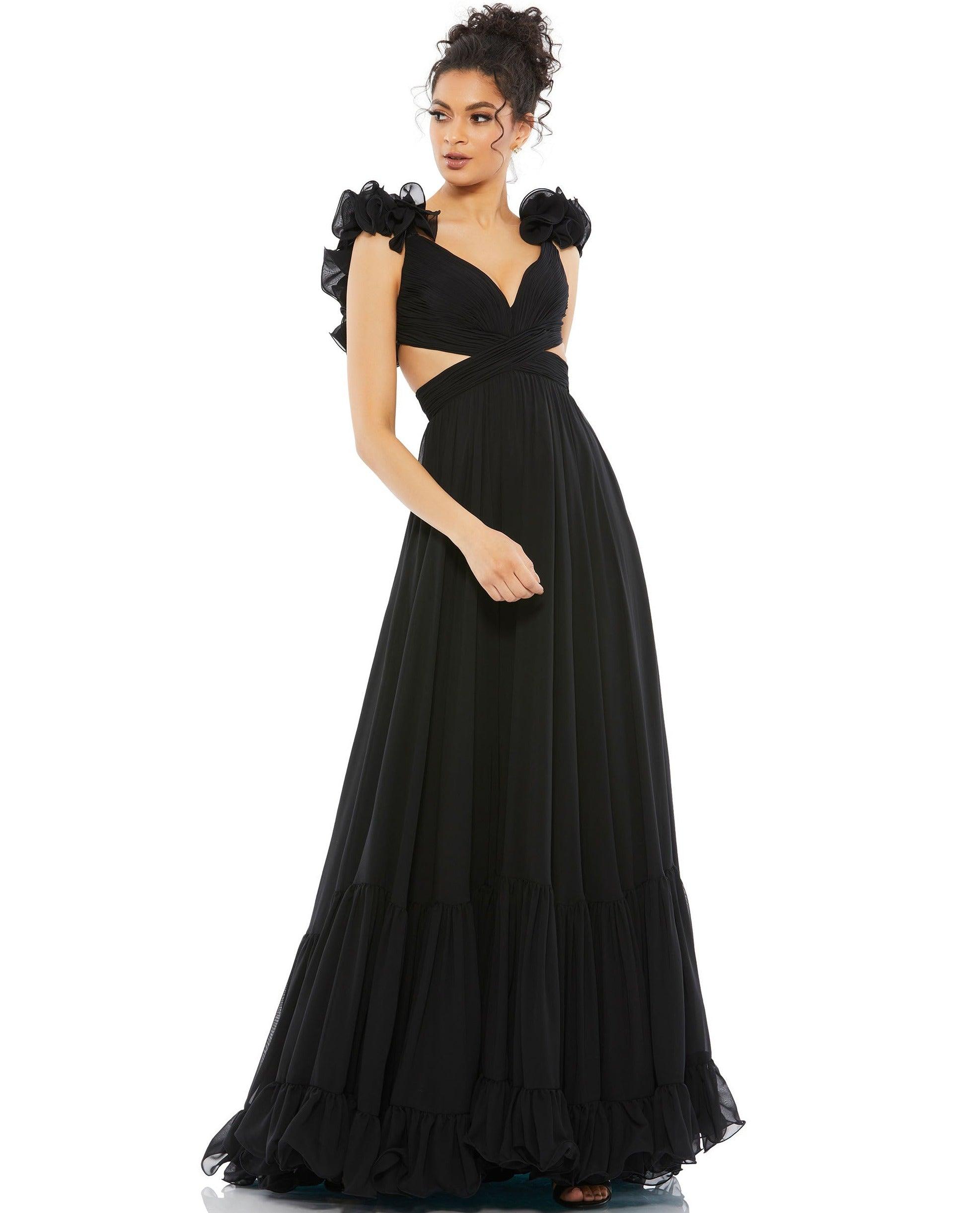 fitted lace wedding dress Long Prom Ruffled Dress by Mac Duggal 67911